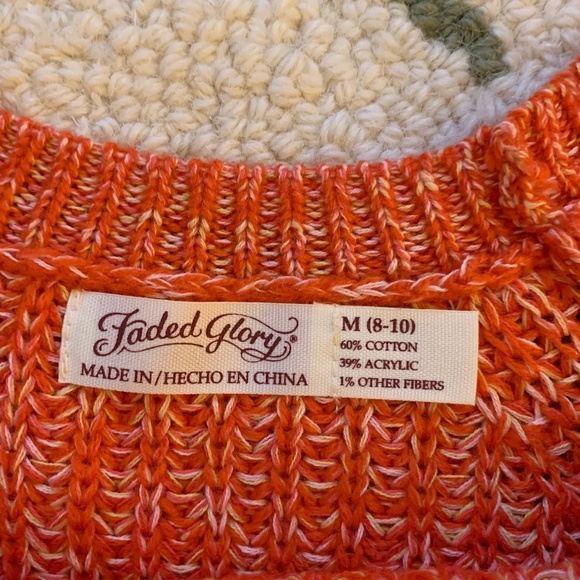 NWOT Faded Glory Orange Shaker Knit Sweater - Picture 3 of 5